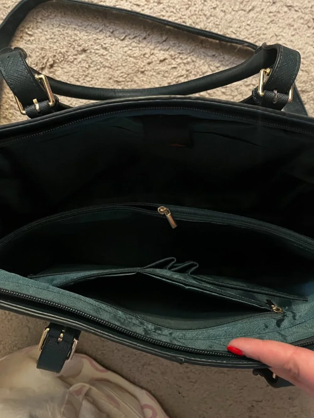 Structured Women's Satchel Tote in Dark Green